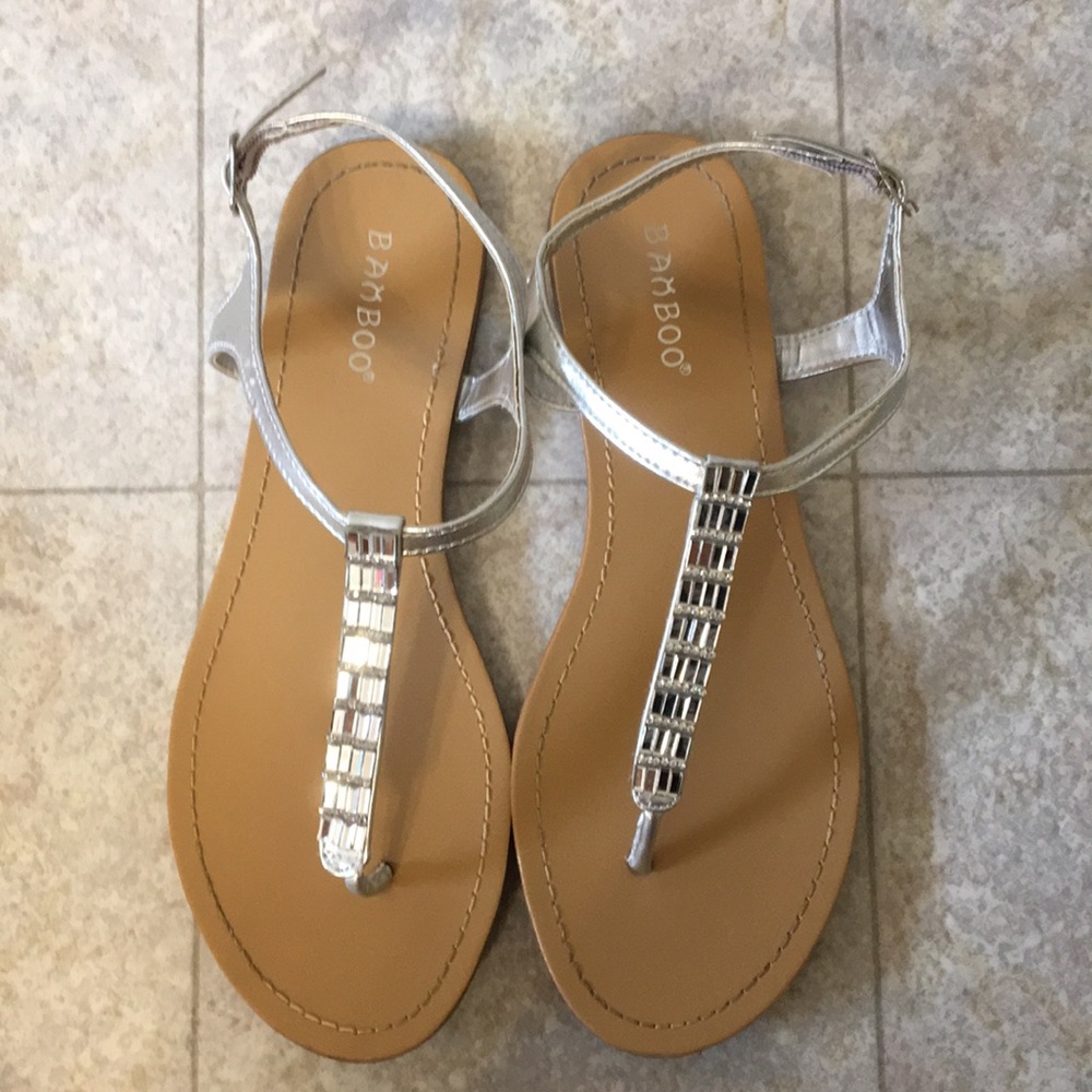 Worn once! Silver sandals!